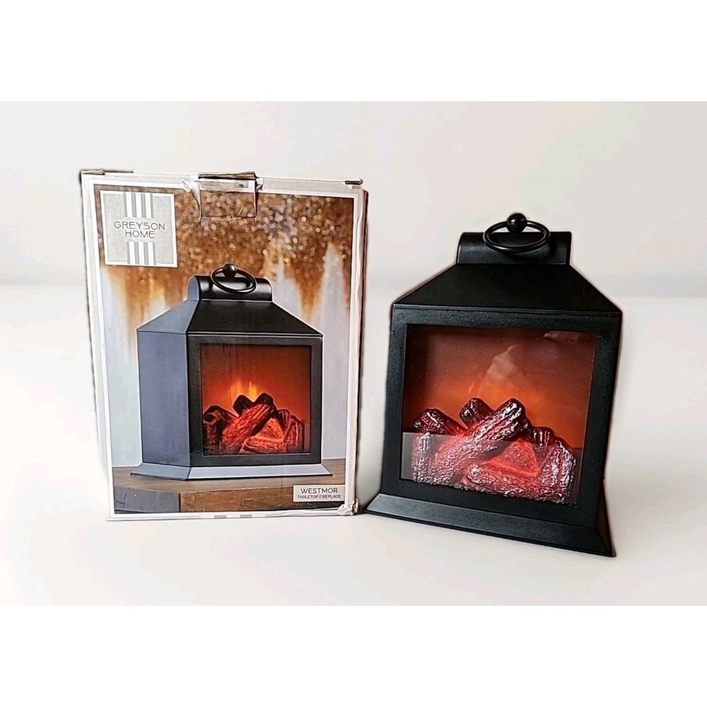 New‎ Greyson Home Westmor Tabletop LED Fireplace #767616 Black On/Off Timer NIB